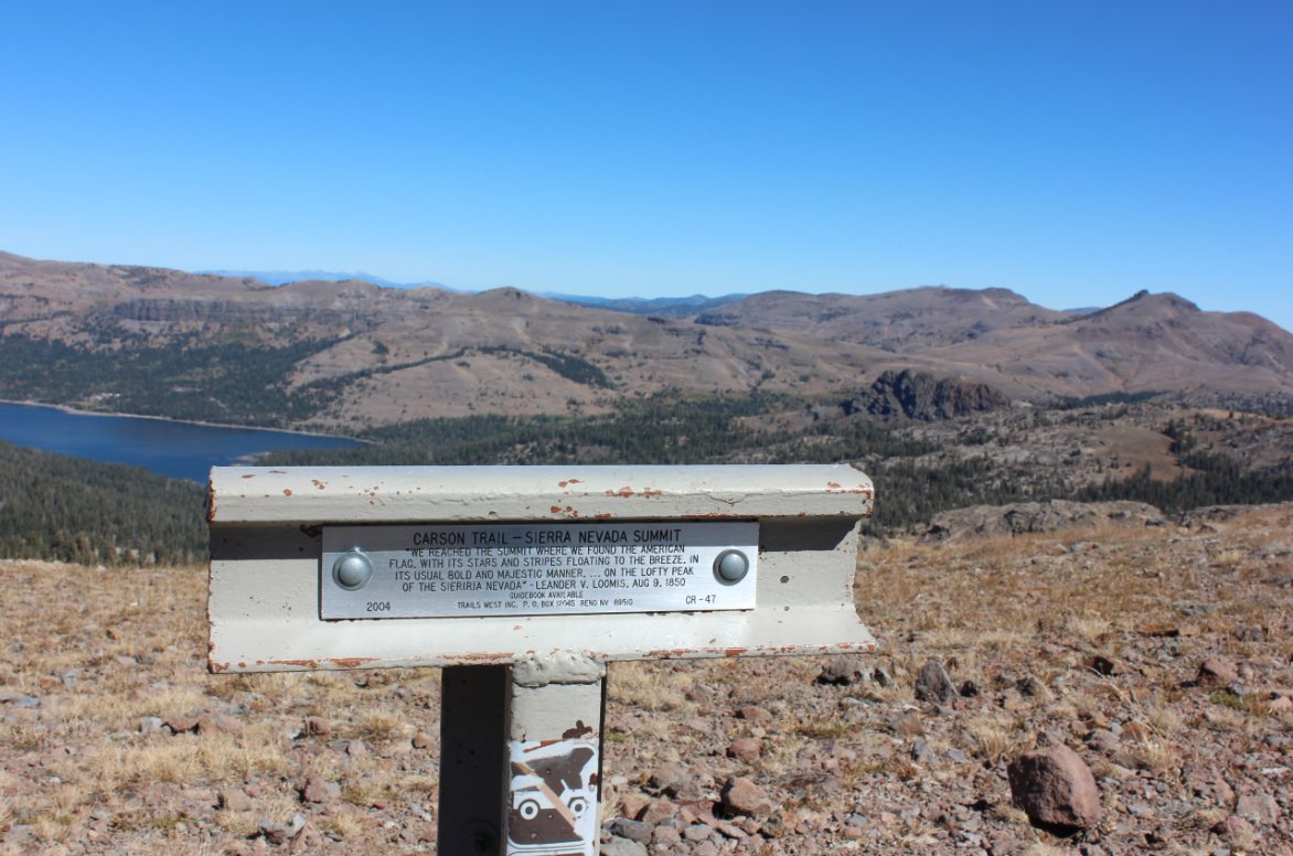 Emigrant Trail marker near the peak