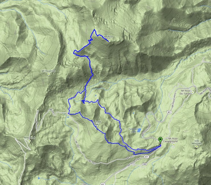 Mt. Rose and Tamarack Peak route
